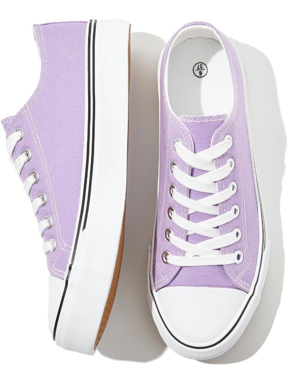 Women's Purple Breathable Soft Lightweight Lace-Up Canvas Tennis Sneaker Shoes